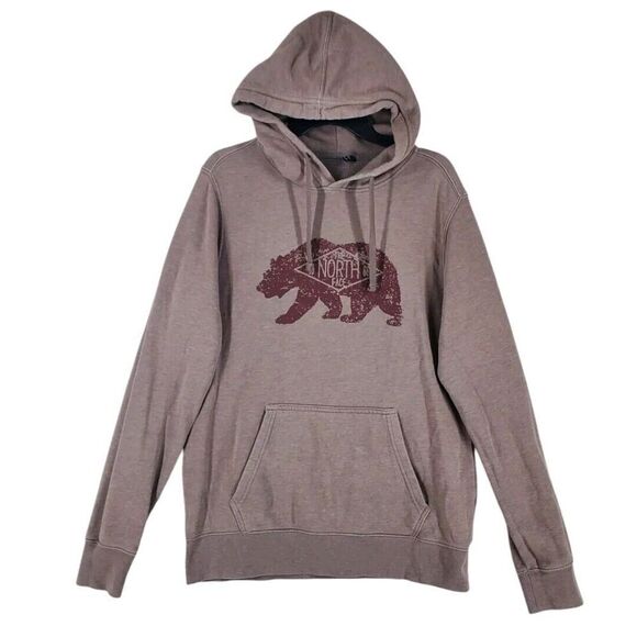 North Face Hoodie Sweatshirt Mens L Brown Fleece Graphics LS Drawstring Outdoor - Picture 1 of 14